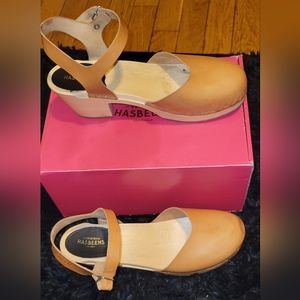 Swedish Hasbeens Covered High Nature Clogs Mary Janes Size 41 Eu (size 11 USA)